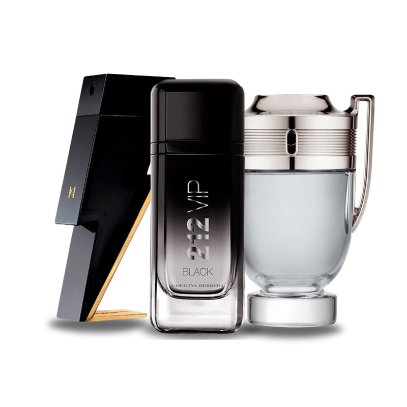 Combo de 3 Perfumes BAD BOY, 212 VIP BLACK, Paco Rabanne INVICTUS 100ml